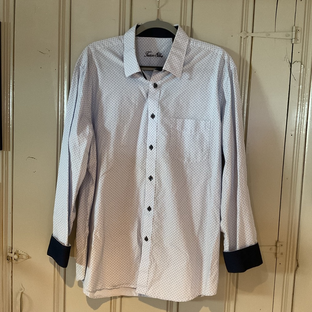 Men's Blue and White Button Down Shirt
